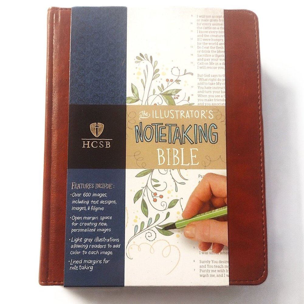 Illustrator's Notetaking (Coloring) Bible (HCSB) British Tan Leather Touch ~ NEW